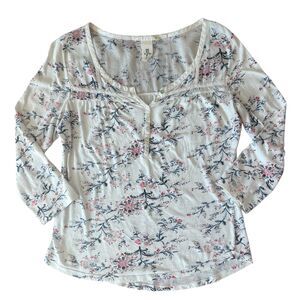 Womens Ladies Floral Prairie Print Cotton Henley Blouse by LOGG by H&M sz Medium